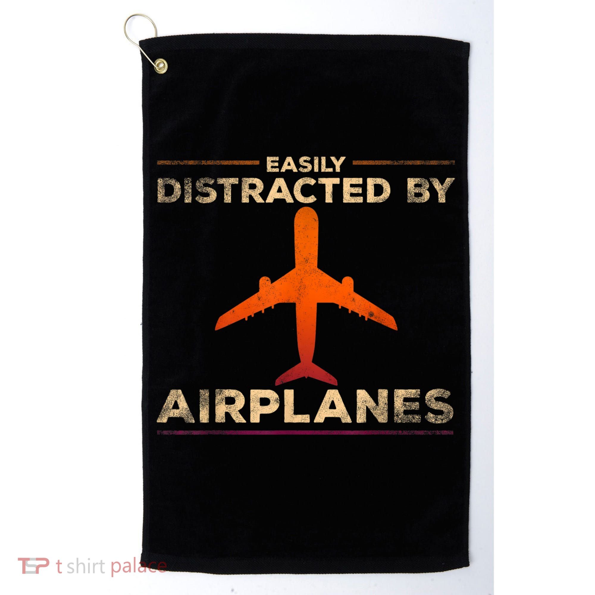 Easily Distracted By Airplanes Airplane Lover Aviation Golf Towel