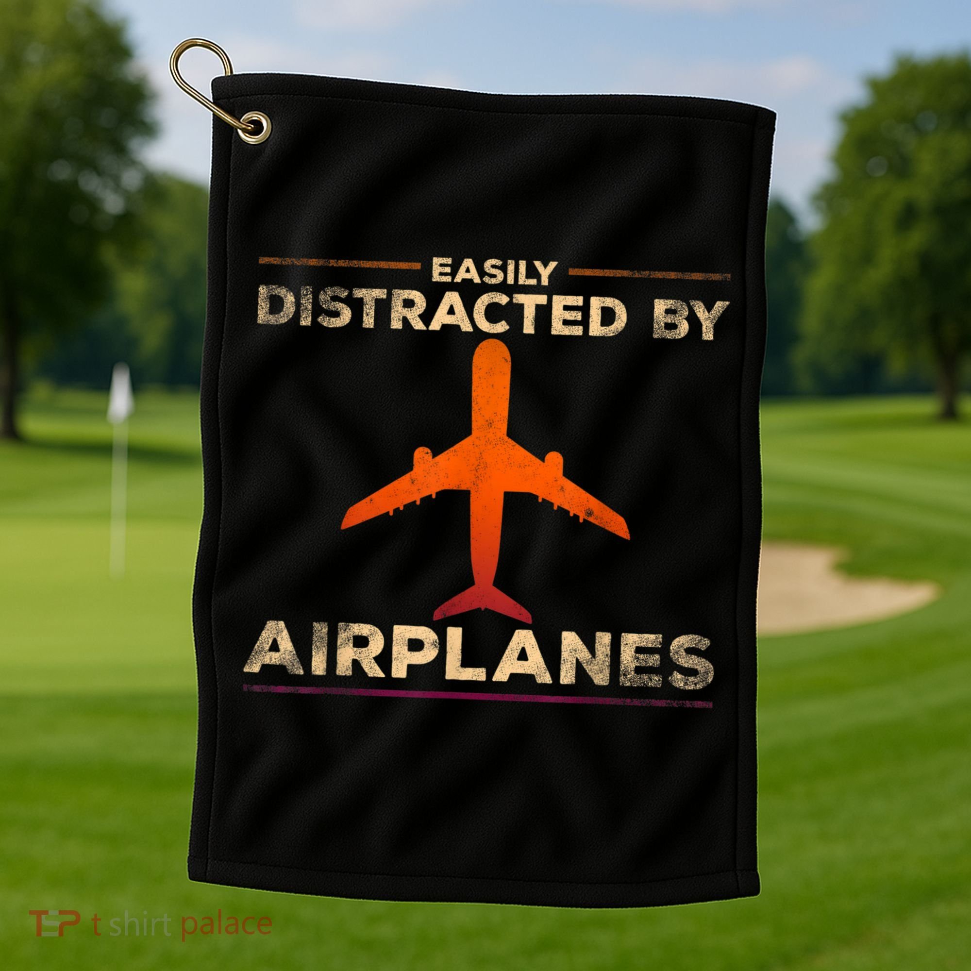 Easily Distracted By Airplanes Airplane Lover Aviation Golf Towel