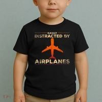 Easily Distracted By Airplanes Airplane Lover Aviation Toddler T-Shirt thumb 2