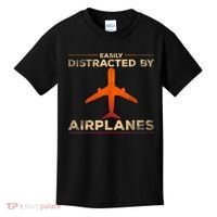 Easily Distracted By Airplanes Airplane Lover Aviation Kids T-Shirt thumb 0