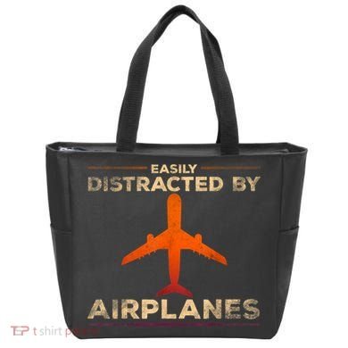 Easily Distracted By Airplanes Airplane Lover Aviation Tote Bag