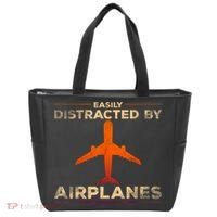 Easily Distracted By Airplanes Airplane Lover Aviation Tote Bag thumb 0