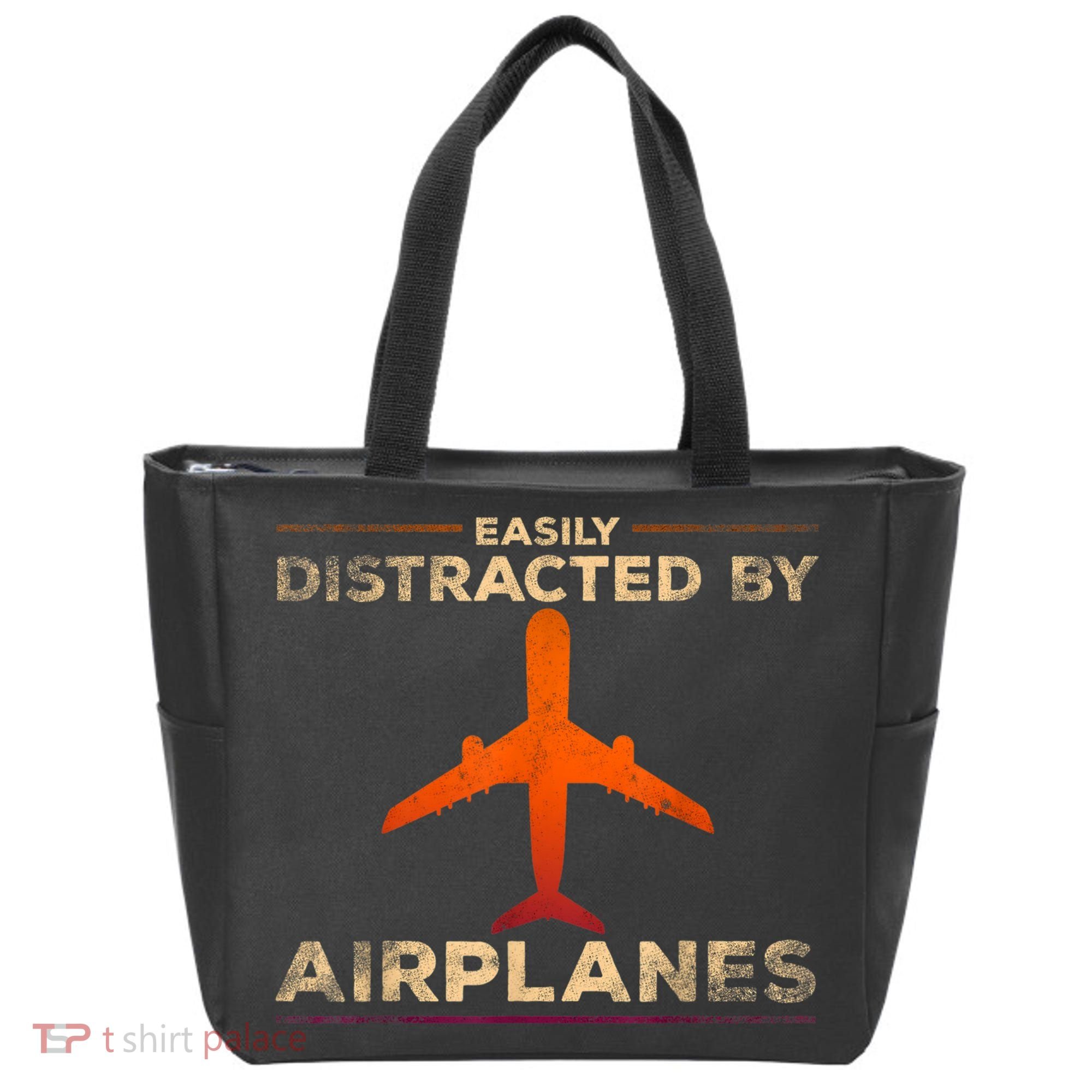 Easily Distracted By Airplanes Airplane Lover Aviation Tote Bag