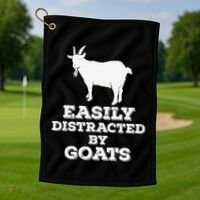 EASILY DISTRACTED BY GOATS FUNNY FATHER'S DAY GIFT Golf Towel thumb 1