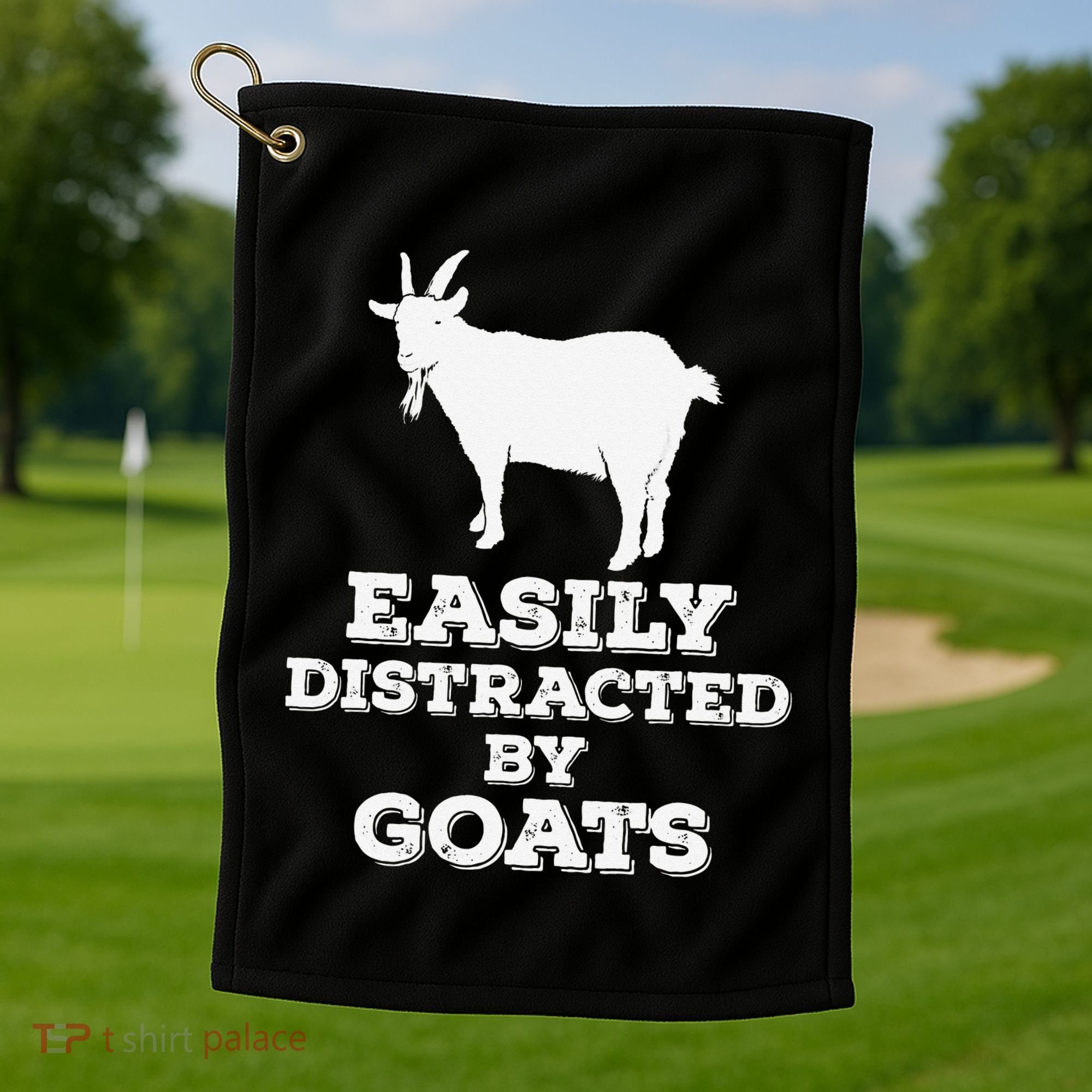 EASILY DISTRACTED BY GOATS FUNNY FATHER'S DAY GIFT Golf Towel