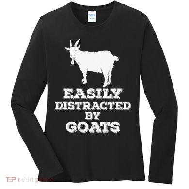 EASILY DISTRACTED BY GOATS FUNNY FATHER'S DAY GIFT Women's Long Sleeve Shirt