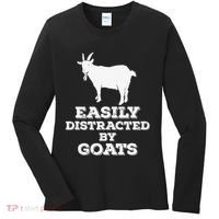 EASILY DISTRACTED BY GOATS FUNNY FATHER'S DAY GIFT Women's Long Sleeve Shirt thumb 0