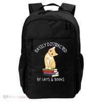 Easily Distracted By Cats And Books Cat & Book Lover Backpack thumb 0