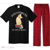 Easily Distracted By Cats And Books Cat & Book Lover Pajama Set thumb 0