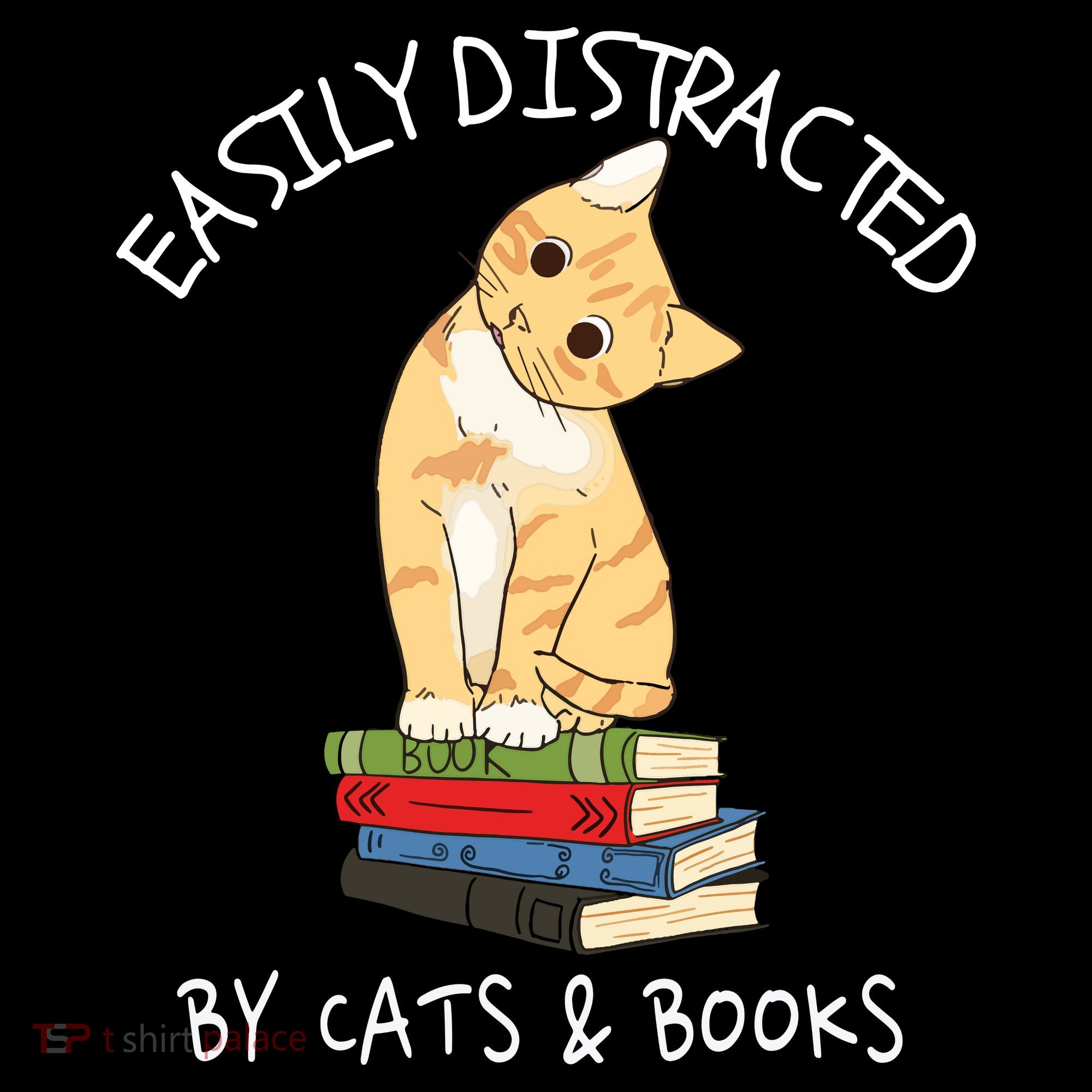 Easily Distracted By Cats And Books Cat & Book Lover Women's Hoodie