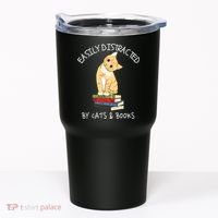 Easily Distracted By Cats And Books Cat & Book Lover Tumbler thumb 0