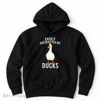 Easily Distracted By Ducks Funny Duck Lover Hoodie thumb 0