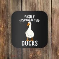 Easily Distracted By Ducks Funny Duck Lover Coaster thumb 0