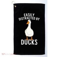 Easily Distracted By Ducks Funny Duck Lover Golf Towel thumb 0