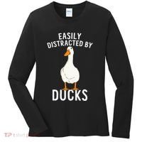 Easily Distracted By Ducks Funny Duck Lover Women's Long Sleeve Shirt thumb 0