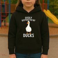 Easily Distracted By Ducks Funny Duck Lover Kids Hoodie thumb 3