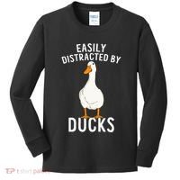 Easily Distracted By Ducks Funny Duck Lover Kids Long Sleeve Shirt thumb 0