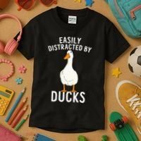 Easily Distracted By Ducks Funny Duck Lover Kids T-Shirt thumb 3