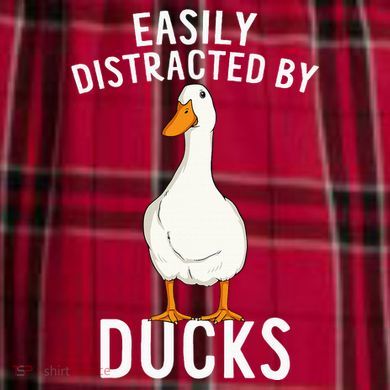 Easily Distracted By Ducks Funny Duck Lover Men's Flannel Plaid Pajama Pants