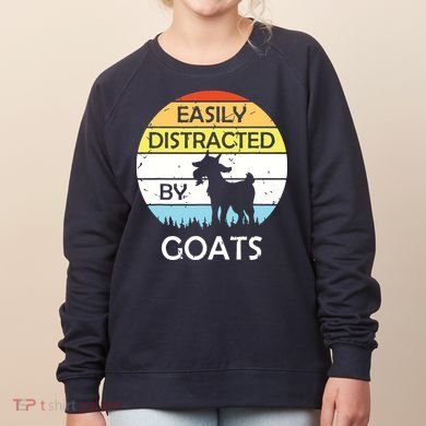Easily Distracted By Goats Retro Vintage Funny Goat Lover Women's Sweatshirt