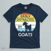 Easily Distracted By Goats Retro Vintage Funny Goat Lover T-Shirt thumb 5
