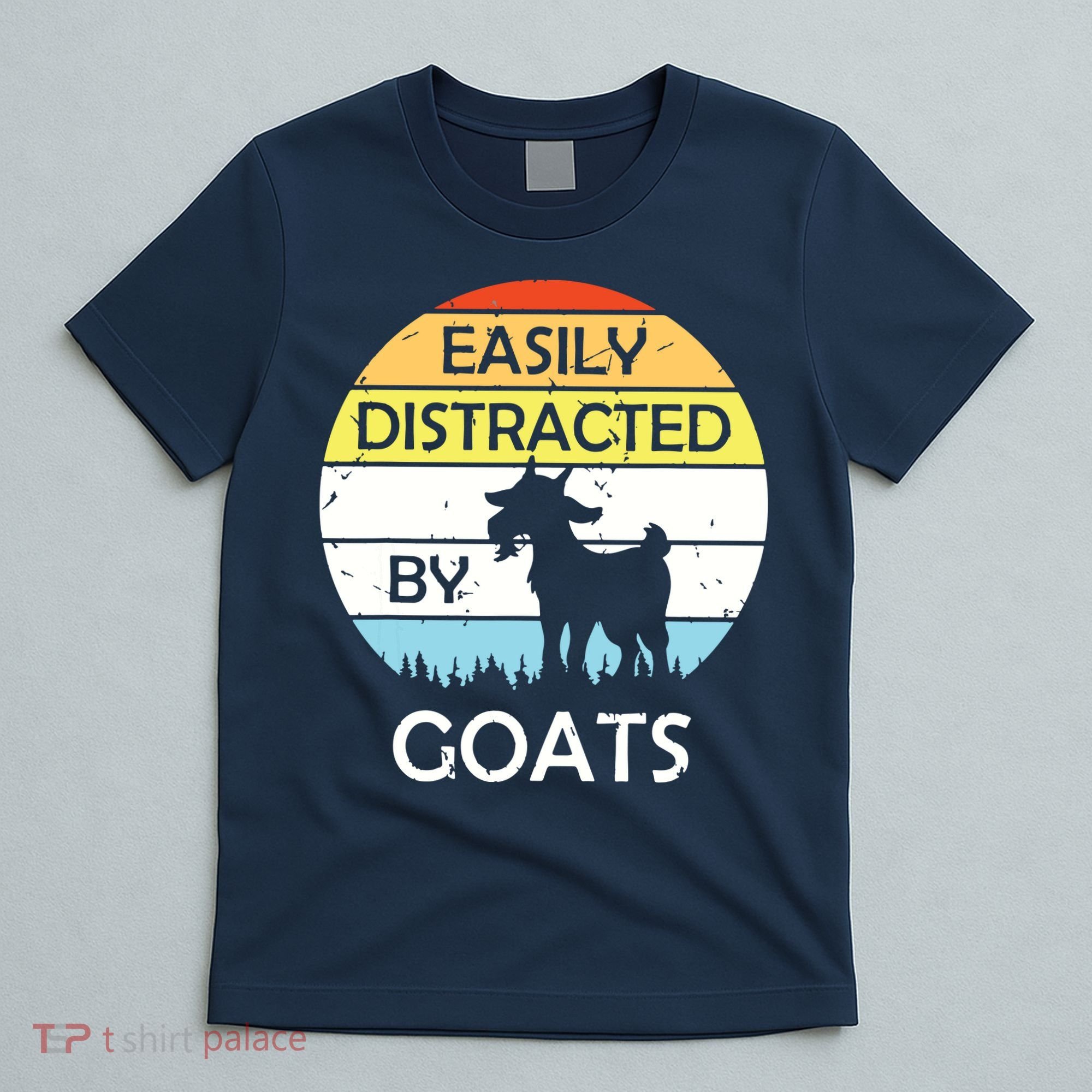 Easily Distracted By Goats Retro Vintage Funny Goat Lover T-Shirt