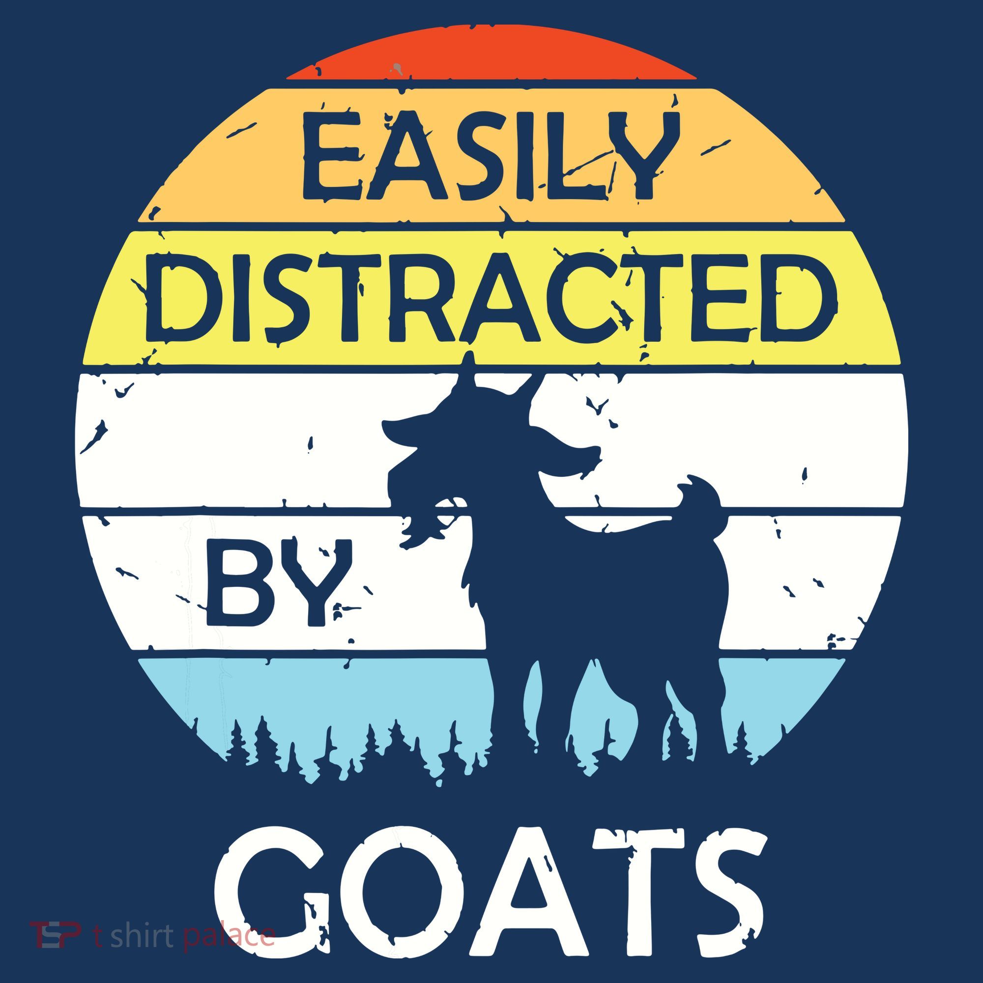 Easily Distracted By Goats Retro Vintage Funny Goat Lover T-Shirt
