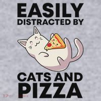 Easily Distracted By Cats And Pizza Kawaii Cat Lovers Gift Women's Sweatshirt thumb 2