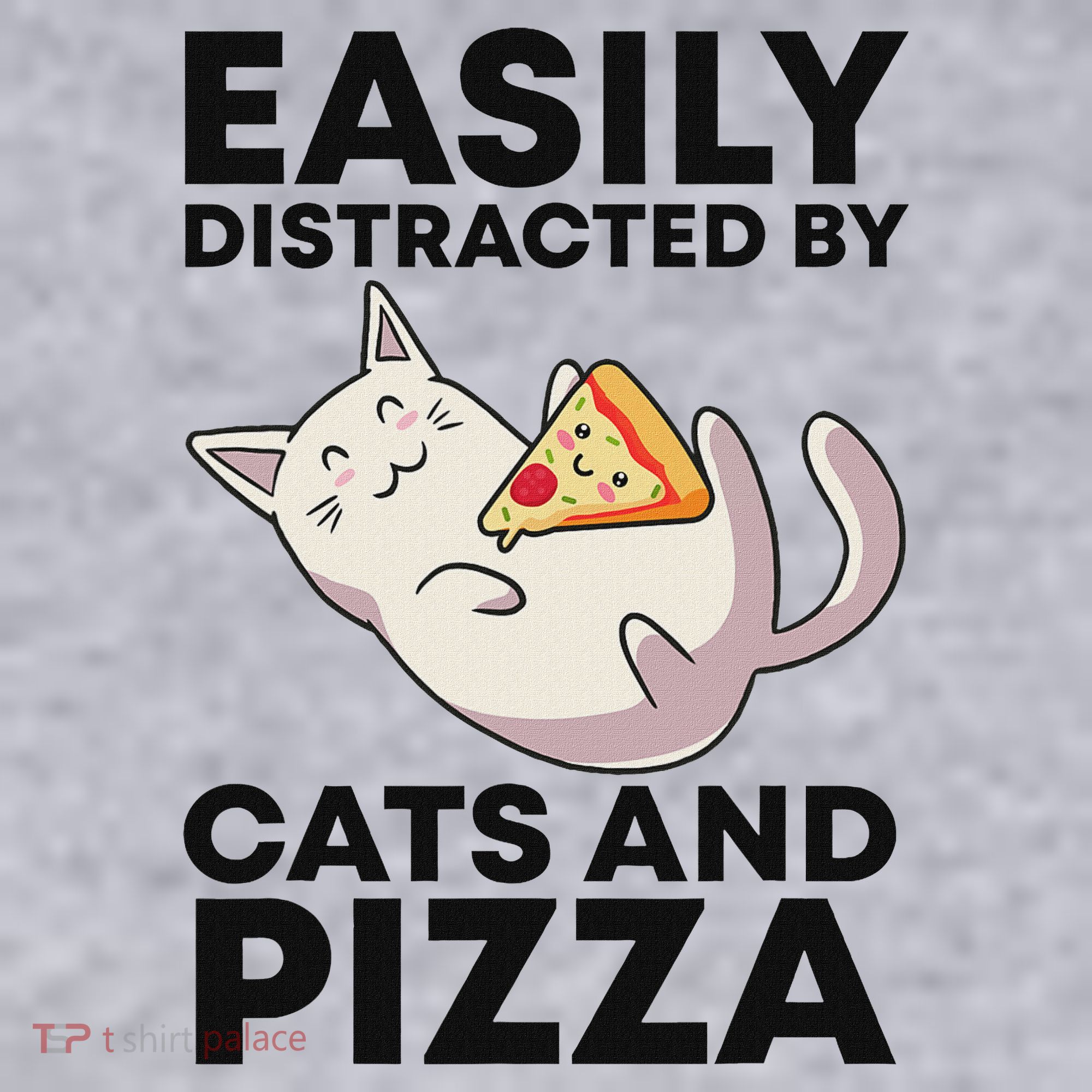 Easily Distracted By Cats And Pizza Kawaii Cat Lovers Gift Women's Sweatshirt