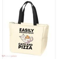 Easily Distracted By Cats And Pizza Kawaii Cat Lovers Gift Tote Bag thumb 3