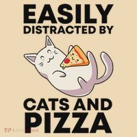 Easily Distracted By Cats And Pizza Kawaii Cat Lovers Gift Tote Bag thumb 4