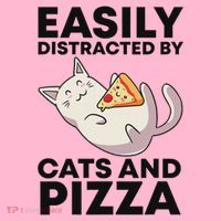 Easily Distracted By Cats And Pizza Kawaii Cat Lovers Gift Coaster thumb 2