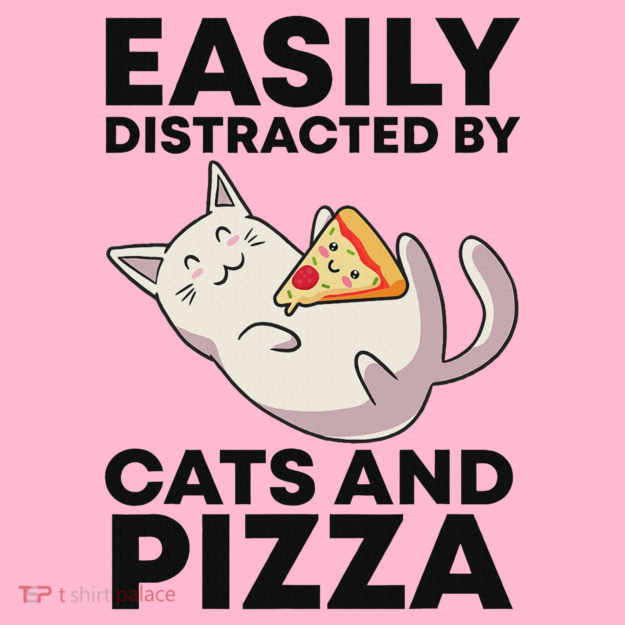 Easily Distracted By Cats And Pizza Kawaii Cat Lovers Gift Coaster