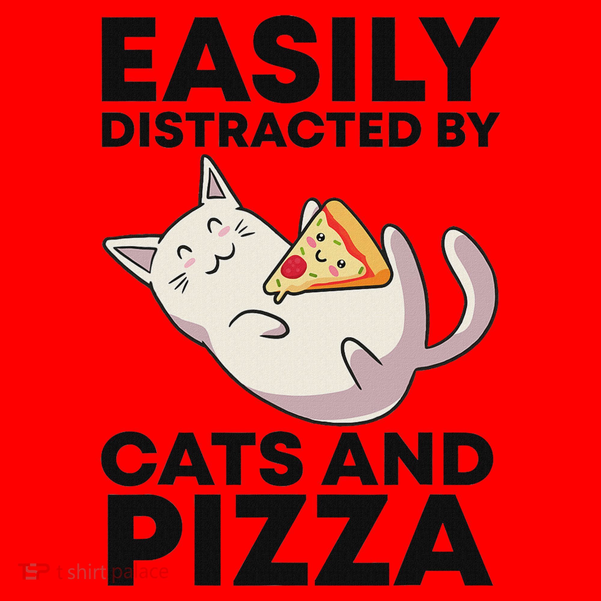 Easily Distracted By Cats And Pizza Kawaii Cat Lovers Gift Santa Hat