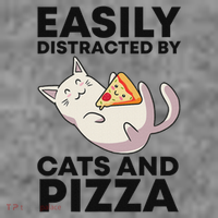 Easily Distracted By Cats And Pizza Kawaii Cat Lovers Gift Toddler Hoodie thumb 2