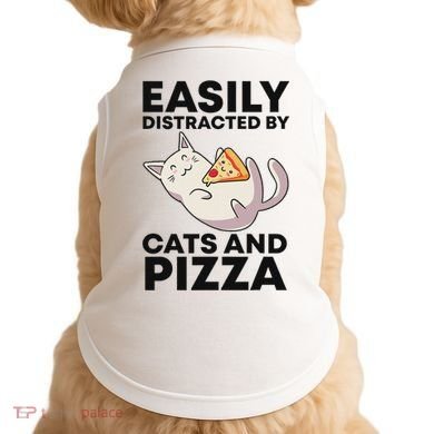Easily Distracted By Cats And Pizza Kawaii Cat Lovers Gift Doggie Tank