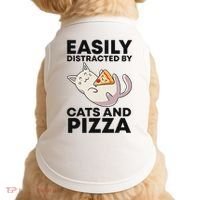 Easily Distracted By Cats And Pizza Kawaii Cat Lovers Gift Doggie Tank thumb 0