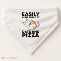 Easily Distracted By Cats And Pizza Kawaii Cat Lovers Gift USA-Made Doggie Bandana thumb 0