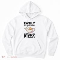 Easily Distracted By Cats And Pizza Kawaii Cat Lovers Gift Hoodie thumb 0