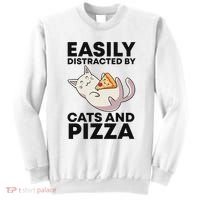 Easily Distracted By Cats And Pizza Kawaii Cat Lovers Gift Sweatshirt thumb 0