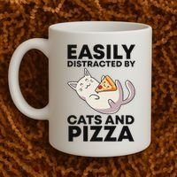 Easily Distracted By Cats And Pizza Kawaii Cat Lovers Gift Coffee Mug thumb 2