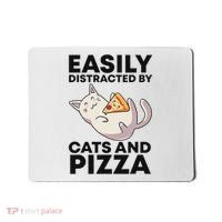 Easily Distracted By Cats And Pizza Kawaii Cat Lovers Gift Mousepad thumb 0
