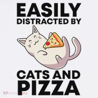 Easily Distracted By Cats And Pizza Kawaii Cat Lovers Gift Mousepad thumb 1
