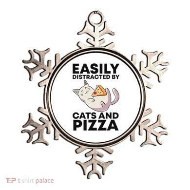 Easily Distracted By Cats And Pizza Kawaii Cat Lovers Gift Ornament
