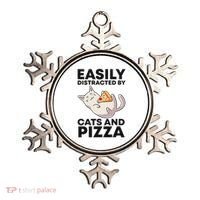 Easily Distracted By Cats And Pizza Kawaii Cat Lovers Gift Ornament thumb 0