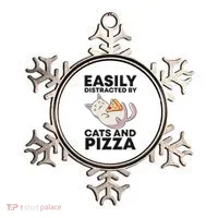 Easily Distracted By Cats And Pizza Kawaii Cat Lovers Gift Ornament thumb 0