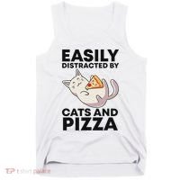Easily Distracted By Cats And Pizza Kawaii Cat Lovers Gift Tank Top thumb 0