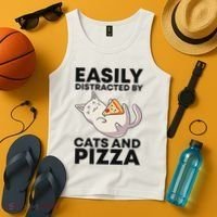 Easily Distracted By Cats And Pizza Kawaii Cat Lovers Gift Tank Top thumb 4