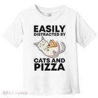 Easily Distracted By Cats And Pizza Kawaii Cat Lovers Gift Toddler T-Shirt thumb 0
