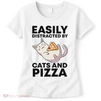 Easily Distracted By Cats And Pizza Kawaii Cat Lovers Gift Women's T-Shirt thumb 0